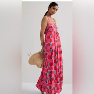 Anthropologie Maeve Madison Pink Maxi Dress L 💖
